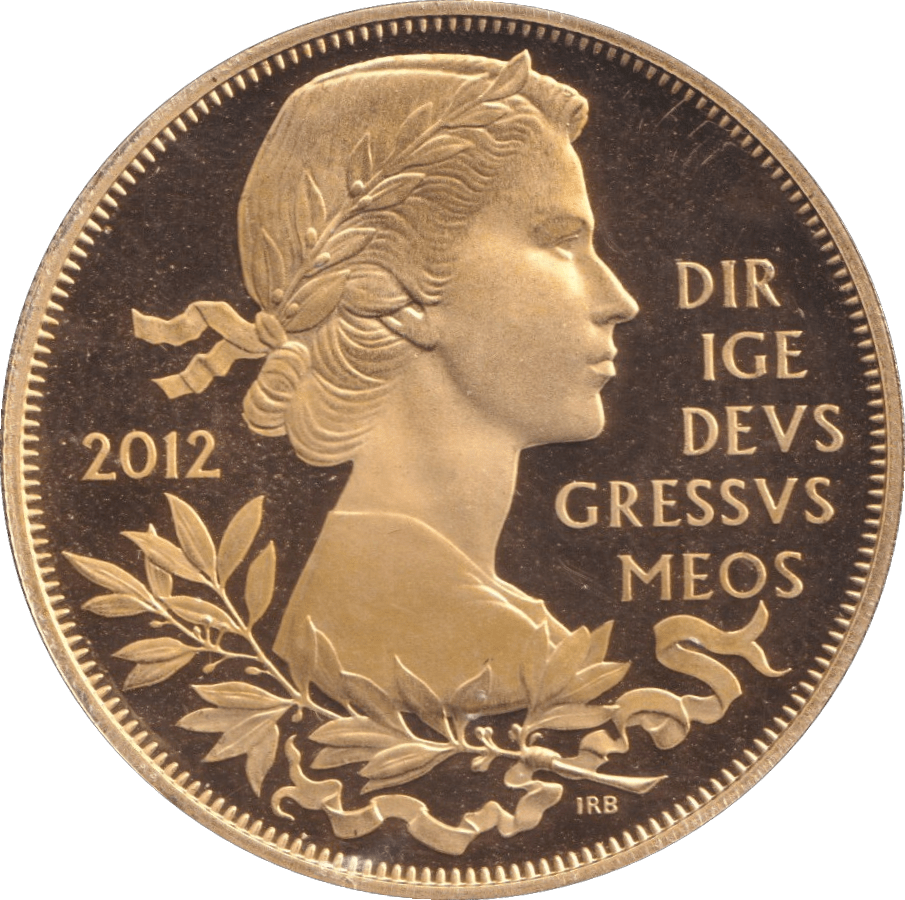 2012 GOLD PLATED SILVER PROOF FIVE POUND QUEEN'S DIAMOND JUBILEE - SILVER WORLD COINS - Cambridgeshire Coins