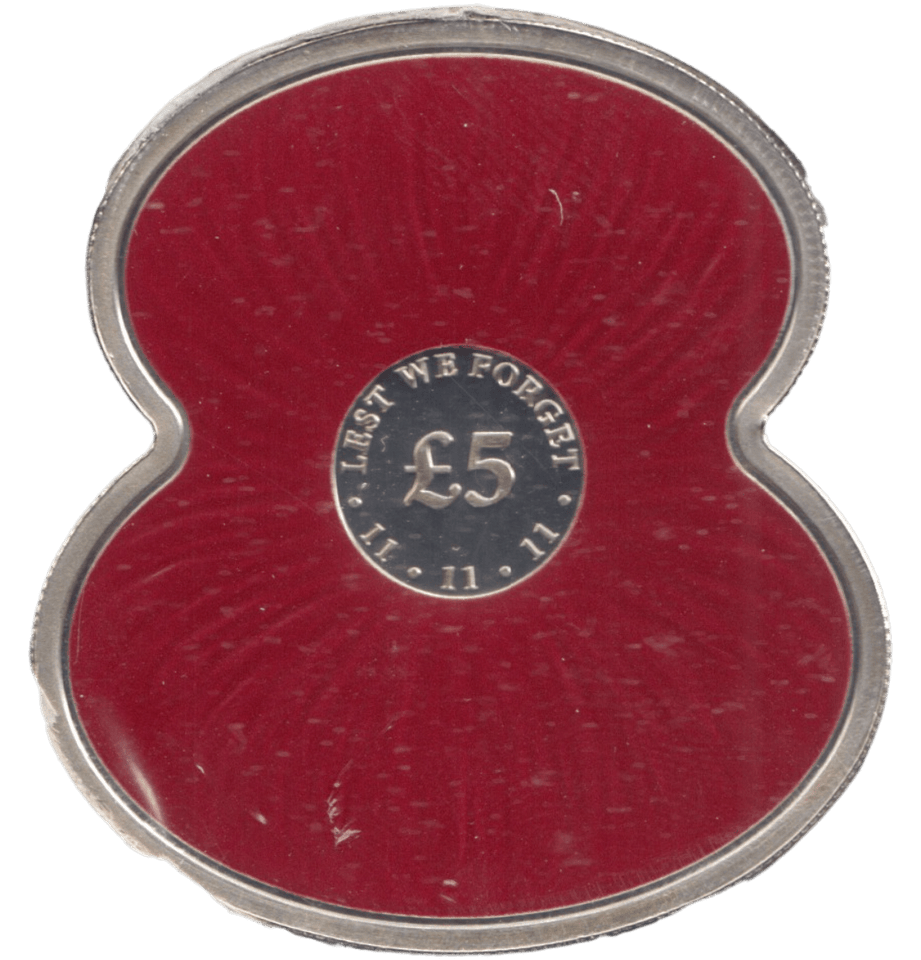 2012 POPPY SHAPE FIVE POUND LEST WE FORGET - £5 BU - Cambridgeshire Coins