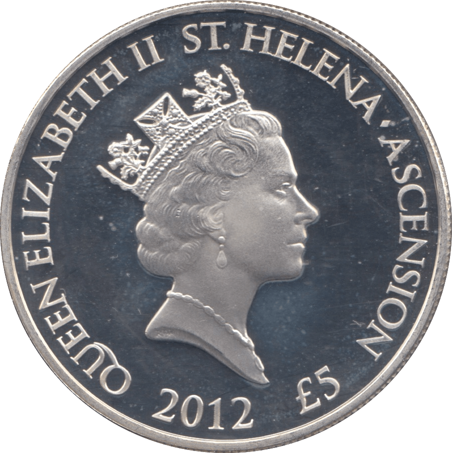 2012 SILVER FIVE POUNDS ST. HELENA ACENSION - SILVER WORLD COINS - Cambridgeshire Coins