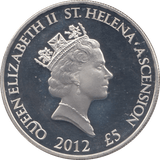 2012 SILVER FIVE POUNDS ST. HELENA ACENSION - SILVER WORLD COINS - Cambridgeshire Coins