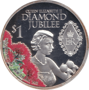 2012 SILVER PROOF $1 NEW ZEALAND DIAMOND JUBILEE OF QUEEN ELIZABETH II - SILVER WORLD COINS - Cambridgeshire Coins