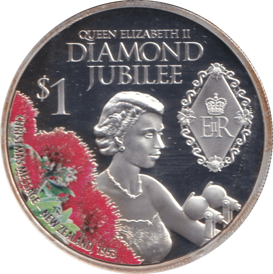 2012 SILVER PROOF $1 NEW ZEALAND DIAMOND JUBILEE OF QUEEN ELIZABETH II - SILVER WORLD COINS - Cambridgeshire Coins