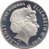 2012 SILVER PROOF £5 ALDERNEY - SILVER WORLD COINS - Cambridgeshire Coins