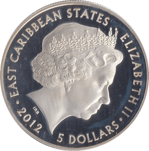 2012 SILVER PROOF 5 DOLLAR CARIBBEAN STATES - SILVER WORLD COINS - Cambridgeshire Coins