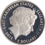 2012 SILVER PROOF 5 DOLLAR CARIBBEAN STATES - SILVER WORLD COINS - Cambridgeshire Coins