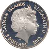 2012 SILVER PROOF 5 DOLLAR CAYMAN ISLANDS - SILVER WORLD COINS - Cambridgeshire Coins