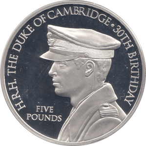 2012 SILVER PROOF DUKE OF CAMBRIDGE 30TH BIRTHDAY FIVE POUNDS GUERNSEY - SILVER WORLD COINS - Cambridgeshire Coins