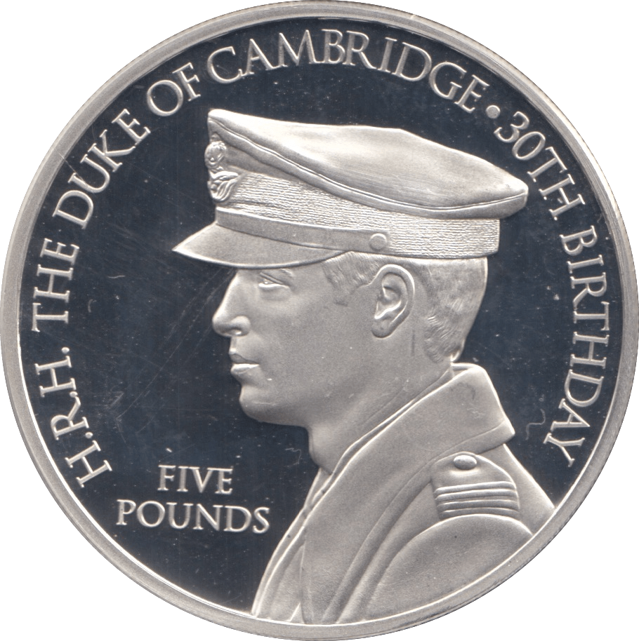 2012 SILVER PROOF DUKE OF CAMBRIDGE 30TH BIRTHDAY FIVE POUNDS GUERNSEY - SILVER WORLD COINS - Cambridgeshire Coins