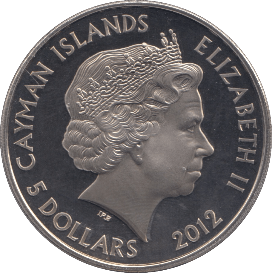 2012 SILVER PROOF FIVE DOLLAR CAYMAN ISLANDS - SILVER WORLD COINS - Cambridgeshire Coins
