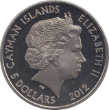 2012 SILVER PROOF FIVE DOLLAR CAYMAN ISLANDS - SILVER WORLD COINS - Cambridgeshire Coins