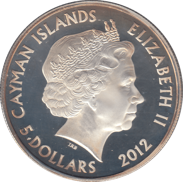 2012 SILVER PROOF FIVE DOLLARS CAYMAN ISLANDS - SILVER WORLD COINS - Cambridgeshire Coins