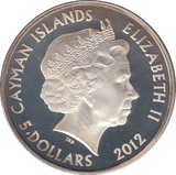 2012 SILVER PROOF FIVE DOLLARS CAYMAN ISLANDS - SILVER WORLD COINS - Cambridgeshire Coins