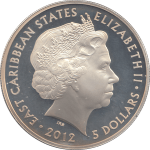 2012 SILVER PROOF FIVE DOLLARS EASTERN CARIBBEAN STATES - SILVER WORLD COINS - Cambridgeshire Coins
