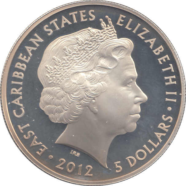 2012 SILVER PROOF FIVE DOLLARS EASTERN CARIBBEAN STATES - SILVER WORLD COINS - Cambridgeshire Coins