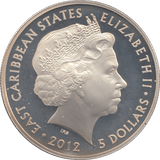 2012 SILVER PROOF FIVE DOLLARS EASTERN CARIBBEAN STATES - SILVER WORLD COINS - Cambridgeshire Coins