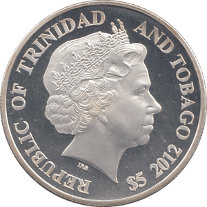 2012 SILVER PROOF FIVE DOLLARS TRINIDAD AND TOBAGO - SILVER WORLD COINS - Cambridgeshire Coins