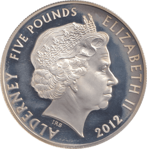 2012 SILVER PROOF FIVE POUNDS ALDERNEY MY LORDS, PRAY BE SEATED - SILVER WORLD COINS - Cambridgeshire Coins