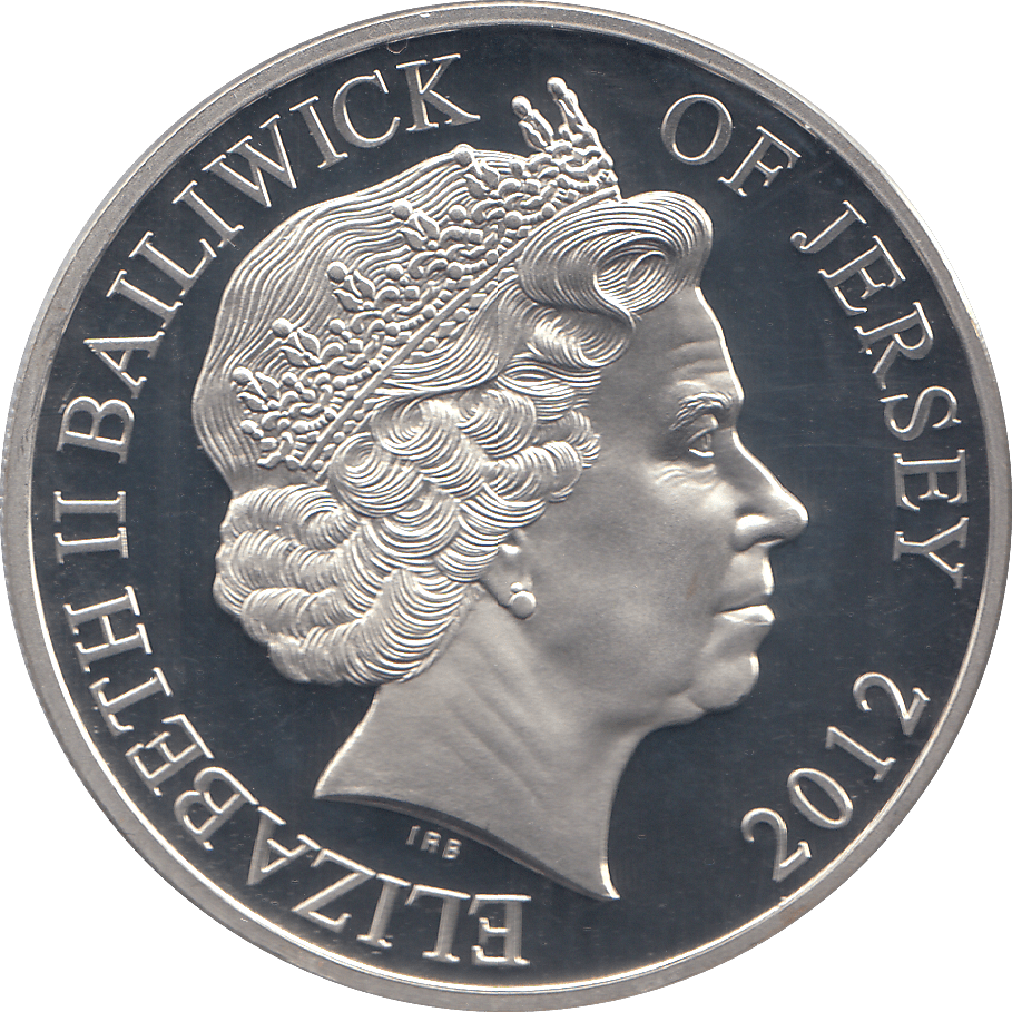 2012 SILVER PROOF FIVE POUNDS BAILIWICK JERSEY DUKE OF CAMBRIDGE 30TH BDAY - SILVER WORLD COINS - Cambridgeshire Coins