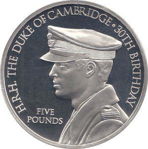 2012 SILVER PROOF FIVE POUNDS BAILIWICK JERSEY DUKE OF CAMBRIDGE 30TH BDAY - SILVER WORLD COINS - Cambridgeshire Coins