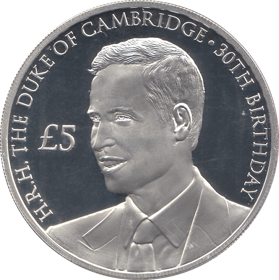 2012 SILVER PROOF FIVE POUNDS GUERNSEY THE DUKE OF CAMBRIDGE 30TH BDAY - SILVER WORLD COINS - Cambridgeshire Coins