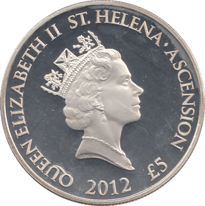 2012 SILVER PROOF FIVE POUNDS ST HELENA - SILVER WORLD COINS - Cambridgeshire Coins
