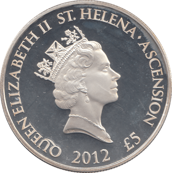 2012 SILVER PROOF FIVE POUNDS ST HELENA - SILVER WORLD COINS - Cambridgeshire Coins