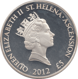 2012 SILVER PROOF FIVE POUNDS ST HELENA - SILVER WORLD COINS - Cambridgeshire Coins