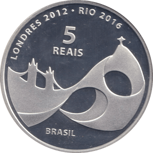 2012 SILVER PROOF FIVE REAIS BRASIL 2016 RIO OLYMPIC - SILVER WORLD COINS - Cambridgeshire Coins
