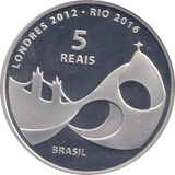 2012 SILVER PROOF FIVE REAIS BRASIL 2016 RIO OLYMPIC - SILVER WORLD COINS - Cambridgeshire Coins