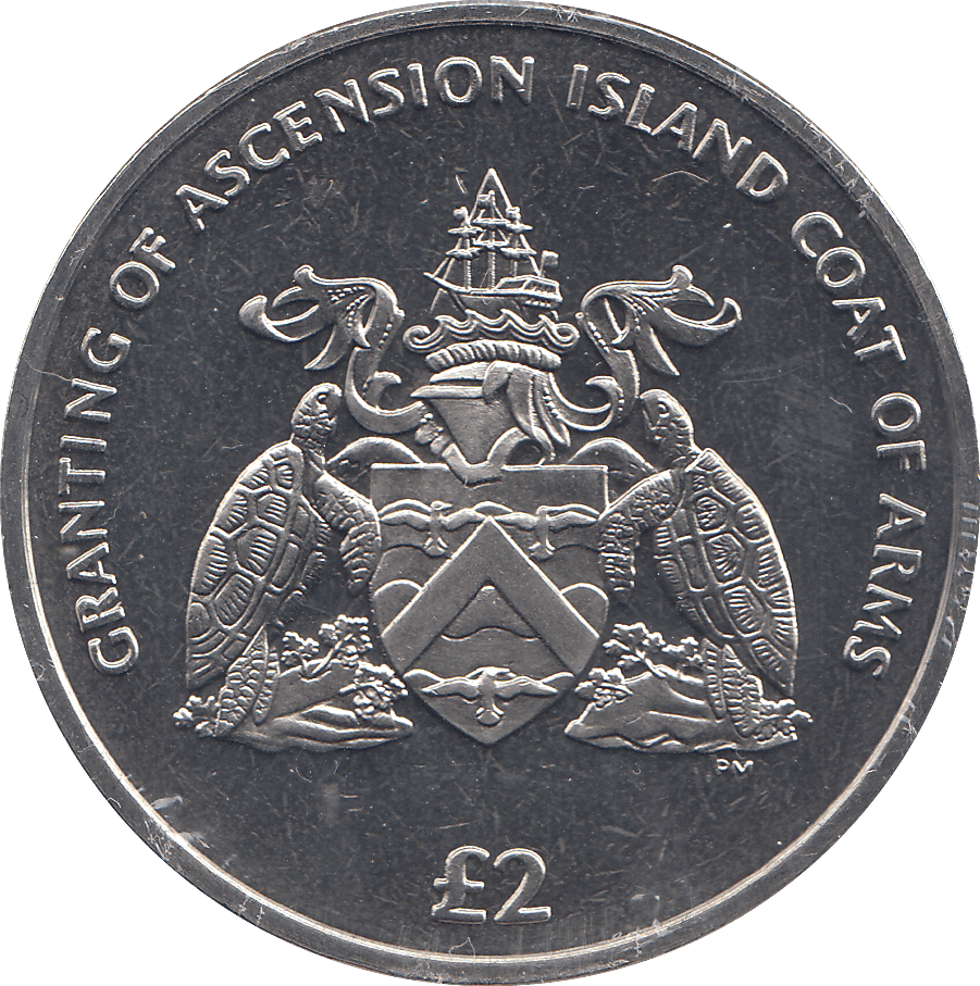 2013 2 POUND GRANTING OF ASCENSION ISLAND COAT OF ARMS ( BU ) - WORLD COINS - Cambridgeshire Coins