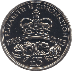 2013 BU FIVE POUNDS ELIZABETH CORONATION - WORLD COINS - Cambridgeshire Coins