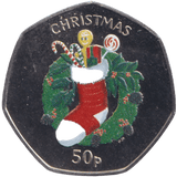 2013 CHRISTMAS 50P XMAS STOCKING COLOURISED ISLE OF MAN ( BUNC ) - 50P REGIONAL ISSUES - Cambridgeshire Coins