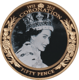 2013 FIFTY PENCE CORONATION 50TH ANNIVERSARY (BLACK AND WHITE) GUERNSEY - WORLD COINS - Cambridgeshire Coins