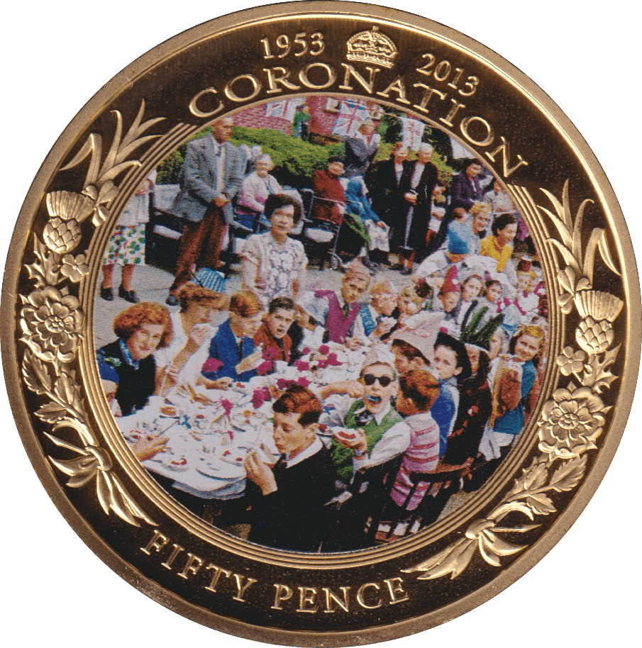 2013 FIFTY PENCE CORONATION 50TH ANNIVERSARY (PARTY) JERSEY - WORLD COINS - Cambridgeshire Coins