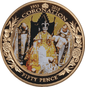 2013 FIFTY PENCE CORONATION 50TH ANNIVERSARY (THRONE) GUERNSEY - WORLD COINS - Cambridgeshire Coins