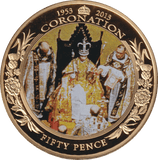 2013 FIFTY PENCE CORONATION 50TH ANNIVERSARY (THRONE) GUERNSEY - WORLD COINS - Cambridgeshire Coins