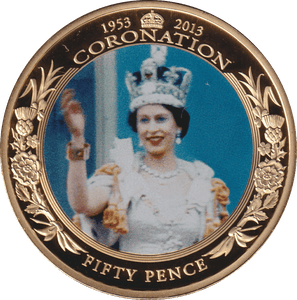 2013 FIFTY PENCE CORONATION 50TH ANNIVERSARY (WAVING) GUERNSEY - WORLD COINS - Cambridgeshire Coins