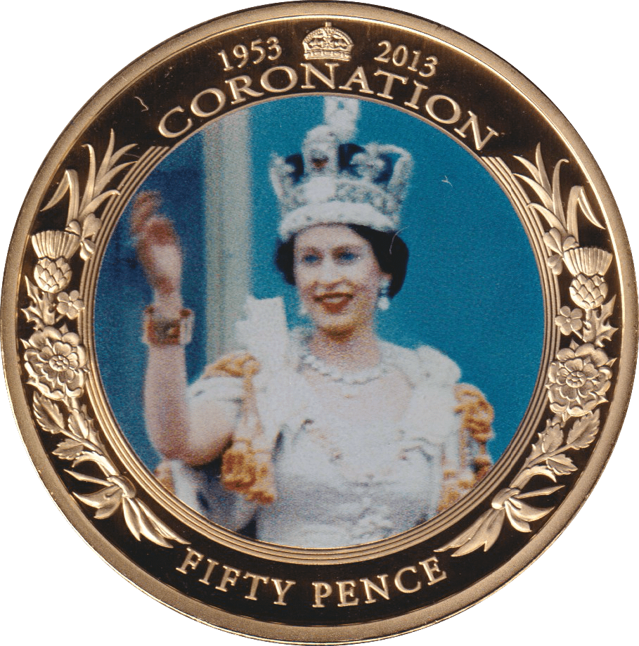 2013 FIFTY PENCE CORONATION 50TH ANNIVERSARY (WAVING) GUERNSEY - WORLD COINS - Cambridgeshire Coins