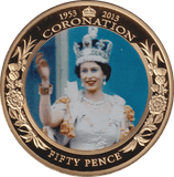 2013 FIFTY PENCE CORONATION 50TH ANNIVERSARY (WAVING) GUERNSEY - WORLD COINS - Cambridgeshire Coins