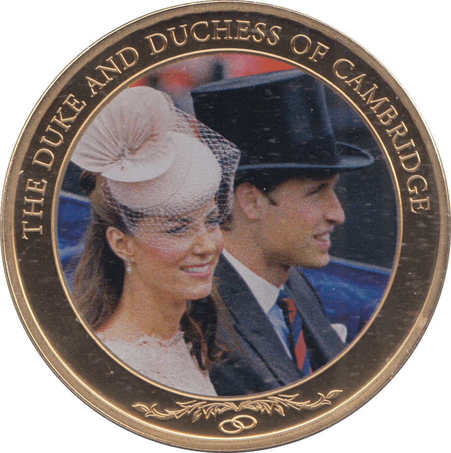 2013 GOLD PLATED ONE DOLLAR THE DUKE AND DUCHESS OF CAMBRIDGE - WORLD COINS - Cambridgeshire Coins