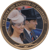 2013 GOLD PLATED ONE DOLLAR THE DUKE AND DUCHESS OF CAMBRIDGE - WORLD COINS - Cambridgeshire Coins