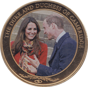 2013 GOLD PLATED ONE DOLLAR THE DUKE AND DUCHESS OF CAMBRIDGE - WORLD COINS - Cambridgeshire Coins
