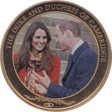 2013 GOLD PLATED ONE DOLLAR THE DUKE AND DUCHESS OF CAMBRIDGE - WORLD COINS - Cambridgeshire Coins