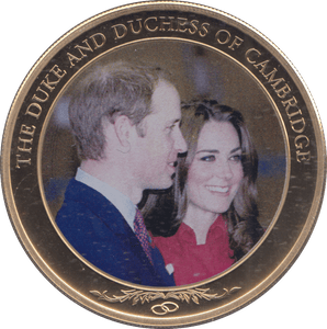 2013 GOLD PLATED ONE DOLLAR THE DUKE AND DUCHESS OF CAMBRIDGE - WORLD COINS - Cambridgeshire Coins