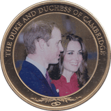 2013 GOLD PLATED ONE DOLLAR THE DUKE AND DUCHESS OF CAMBRIDGE - WORLD COINS - Cambridgeshire Coins