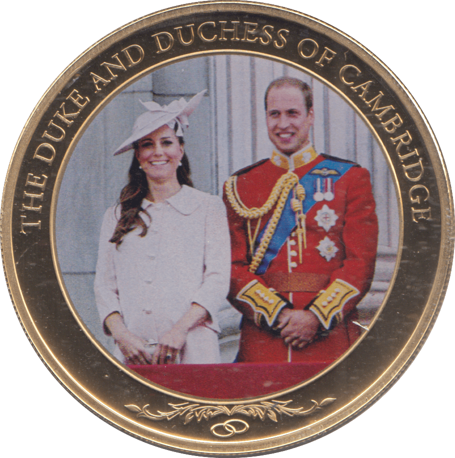 2013 GOLD PLATED ONE DOLLAR THE DUKE AND DUCHESS OF CAMBRIDGE - WORLD COINS - Cambridgeshire Coins
