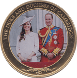 2013 GOLD PLATED ONE DOLLAR THE DUKE AND DUCHESS OF CAMBRIDGE - WORLD COINS - Cambridgeshire Coins
