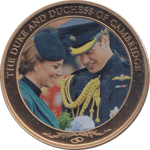 2013 GOLD PLATED ONE DOLLAR THE DUKE AND DUCHESS OF CAMBRIDGE - WORLD COINS - Cambridgeshire Coins
