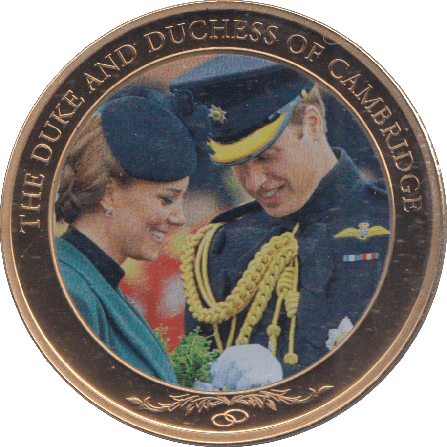 2013 GOLD PLATED ONE DOLLAR THE DUKE AND DUCHESS OF CAMBRIDGE - WORLD COINS - Cambridgeshire Coins