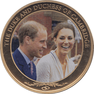 2013 GOLD PLATED ONE DOLLAR THE DUKE AND DUCHESS OF CAMBRIDGE - WORLD COINS - Cambridgeshire Coins